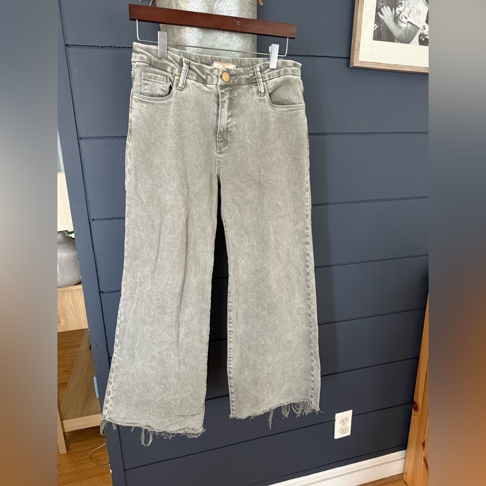 Kut From the Kloth Jeans Womens Sz 6 High Rise Meg Fab Ab Wide Leg sage green